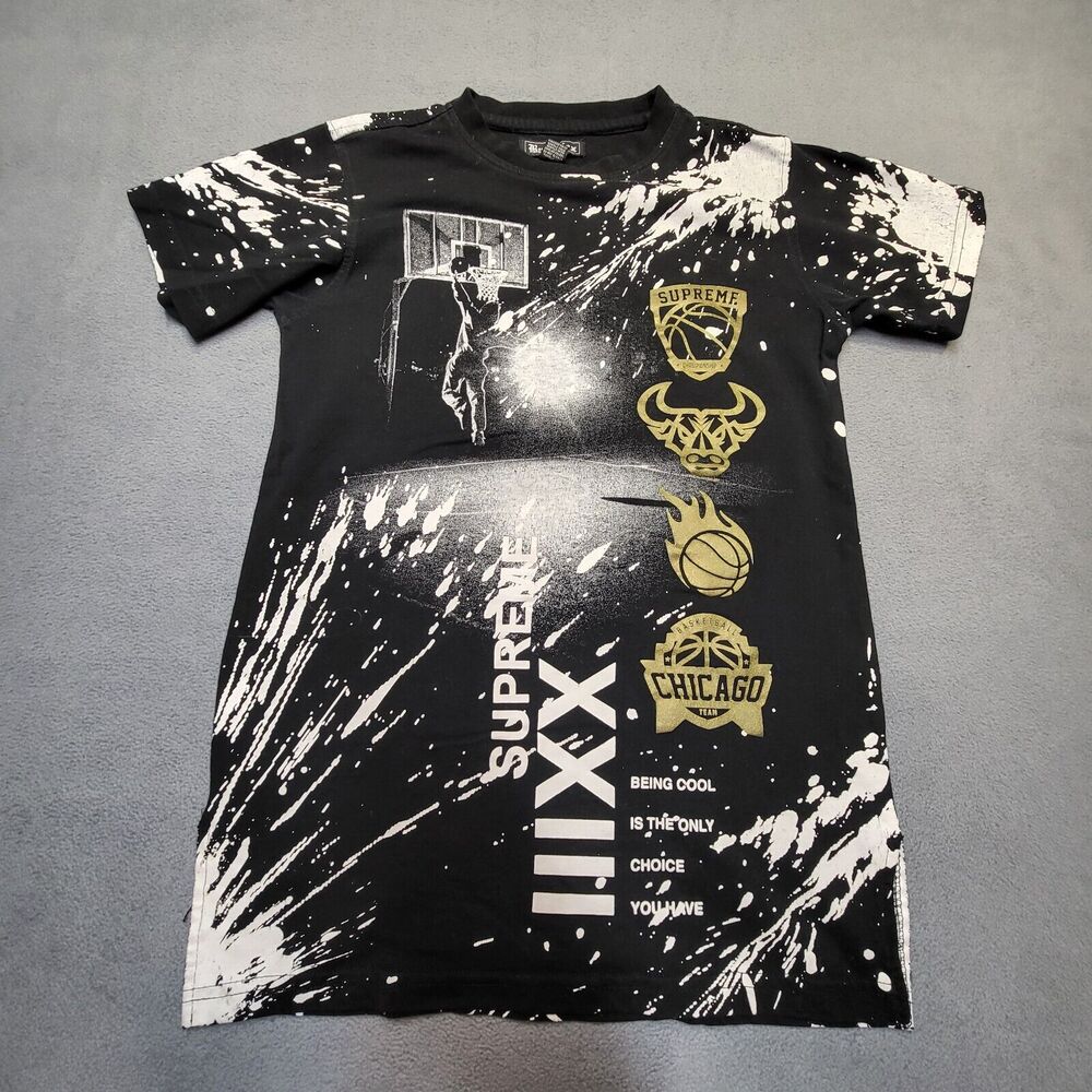 Bare Fox Michael Jordan Shirt Boys M Black Short Sleeve Chicago Bulls Basketball